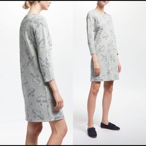 Boden - Grey Bird-Print Shift Dress - Women's